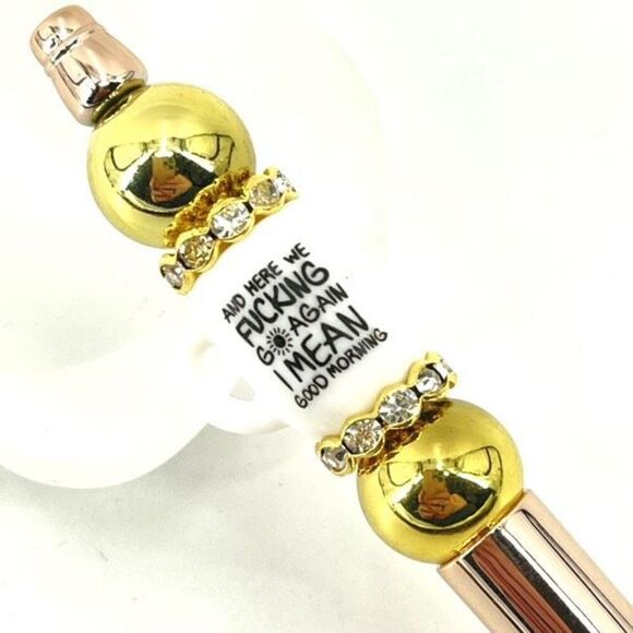 Here we go again. I mean, good morning pen handmade NEW bling rhinestone gold - Picture 3 of 7